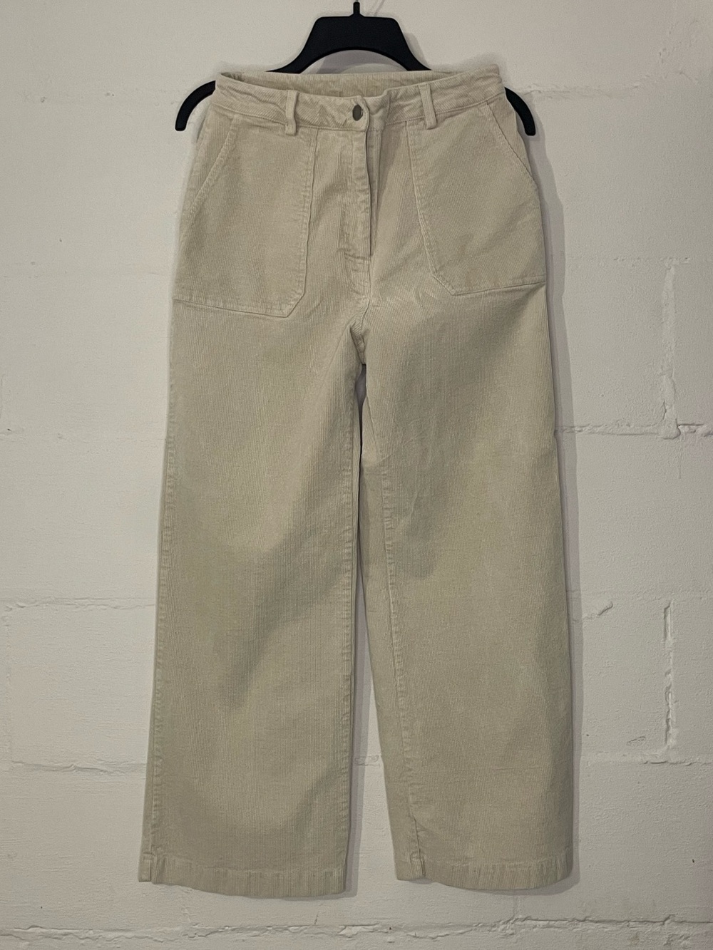 Mystree Wide-Leg Corduroy Pants in Light Beige